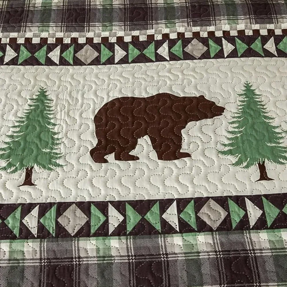 3Pcs rustic cabin bedspread coverlet set Full/Queen size